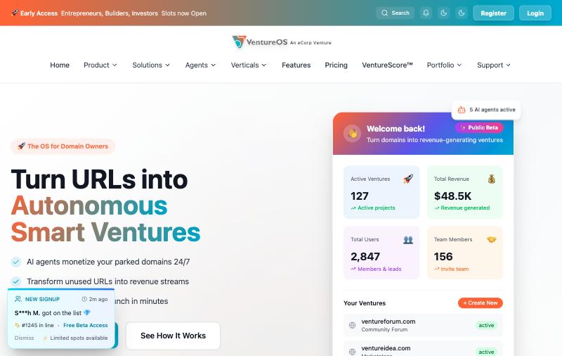 ventureos.com homepage